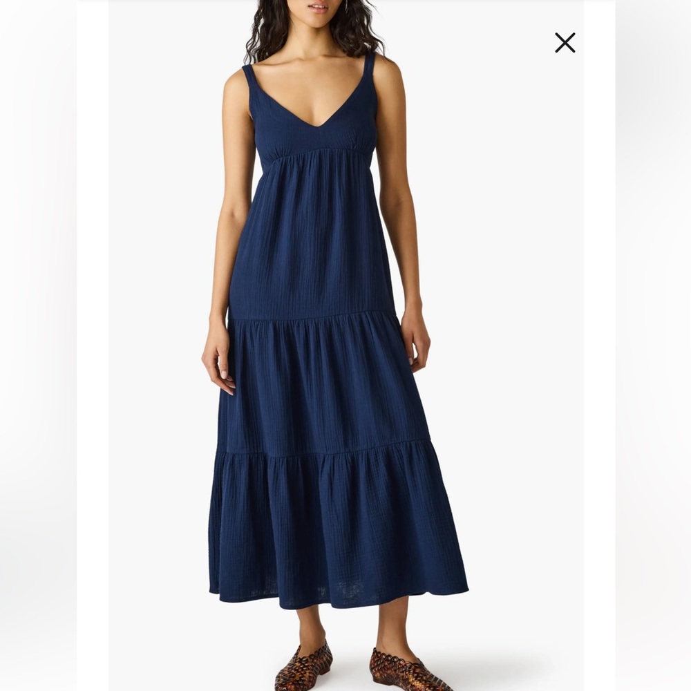 Steve Madden Size M Dress Navy Blue Maxi Airy Summer Resort Beach Coastal Cruise